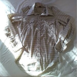 LAZY K VINTAGE WESTERN FORM FITTED SHIRT SIZE 15/34 5005 PEARL SNAP